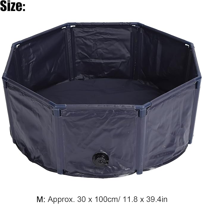 Foldable Dog Pool Portable Swimming Pool PVC Tub for Dogs Cats Kids Indoor Outdoor Bathing (M30/100cm)