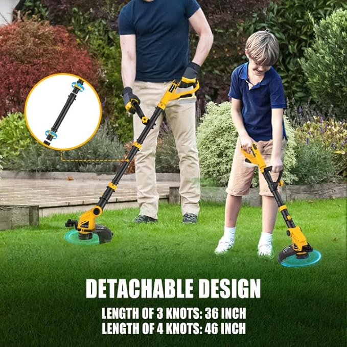 Houselife Cordless Weed Eater Compatible with Dewalt 20V Max Battery (No Battery) Lightweight String Trimmer & Weed Wacker with Auto Line Feed, 12" Cordless Weed Trimmer//Weedeaters for Lawn Garden