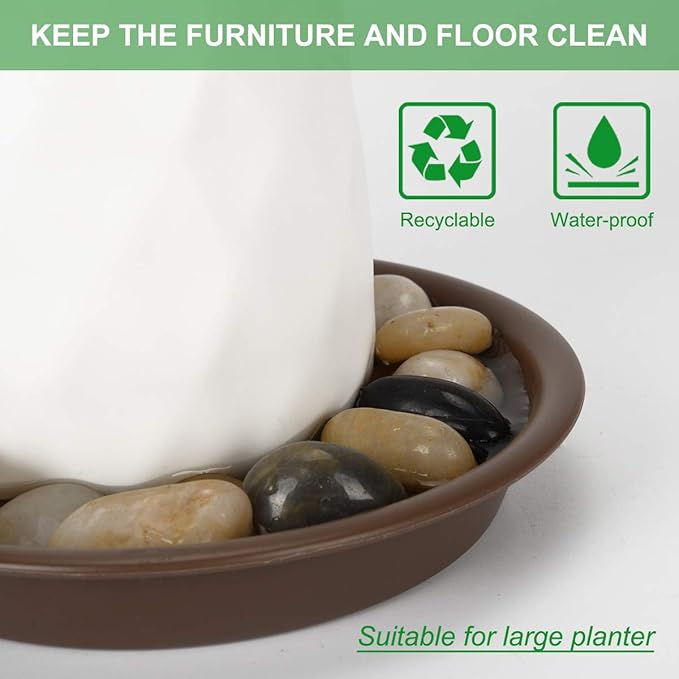 TITE Plant Saucer 12 inch, Heavy Large Planter Durable Thicker Plastic Plant Trays for Indoors and Outdoor, Plant Saucer Drip Trays,Brown (12" - 3 Pack)