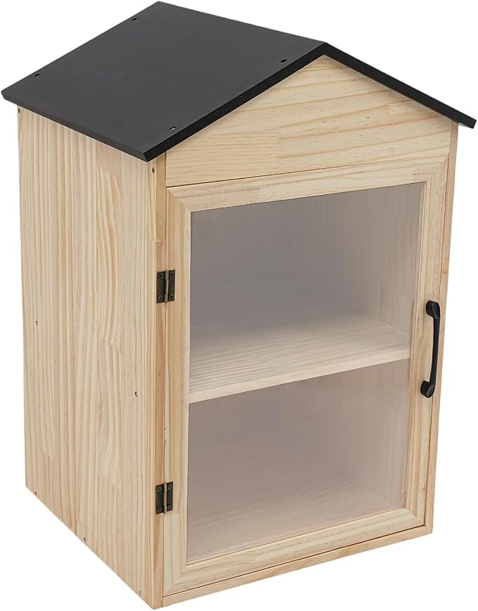Outdoor Library Book Box - 2-Tier Literature Exchange Box Outdoor Book Storage Little Wood Cabinet with Shelf for DIY, Neighborhoods Community and Schools Sharing Books, Literature (Style 2)