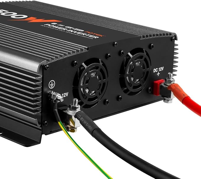 POTEK 2500W Power Inverter 12V DC to 120V AC Converter with 3 AC Outlets