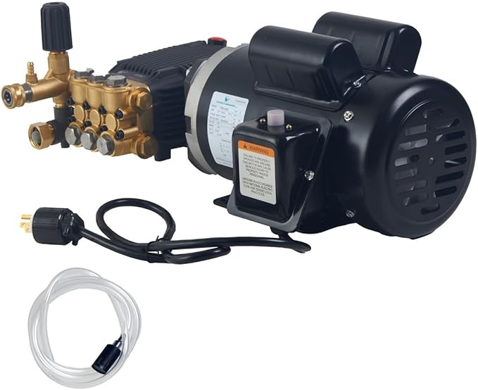 Canpump 1500 PSI 2 GPM Pressure Washer Pump Assembly with 2 HP 120 V Motor – Triplex Power Washer Pump, Fully Serviceable, External Unloader – For Cars, Driveways, Siding, Decks & Patios