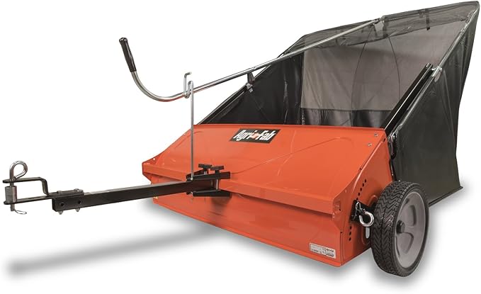 Agri-Fab 45-0492 44" Tow-Behind Lawn Sweeper, 28 cu. ft Hopper Bag Capacity; Leaf & Grass Catcher, with Adjustable Brush Height and Dump From Seat Handle