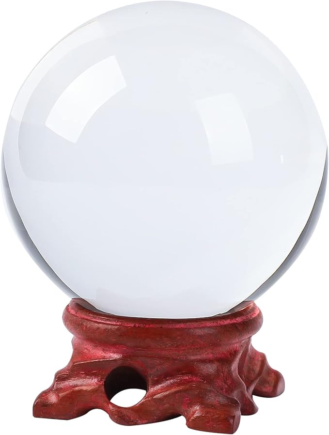 Clear Crystal Ball with Stand 100mm/3.9 inch for Fortune Teller Accessories,Decorative Ball,Magic,lensball Photography,Feng Shui,Witchcraft Decor,Scrying,Large Quartz Crystal Orb Prop Glass Sphere