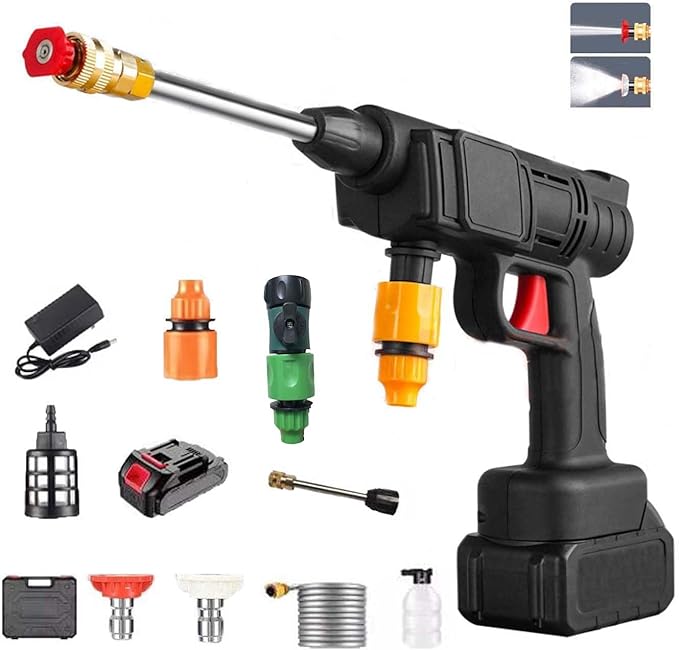 Cordless Pressure Washer, 30Bar 48V 2400mAH Rechargeable Battery Powered Pressure Washer with 2 Adjustable Nozzle Suitable for Washing Cars/Fences/Siding