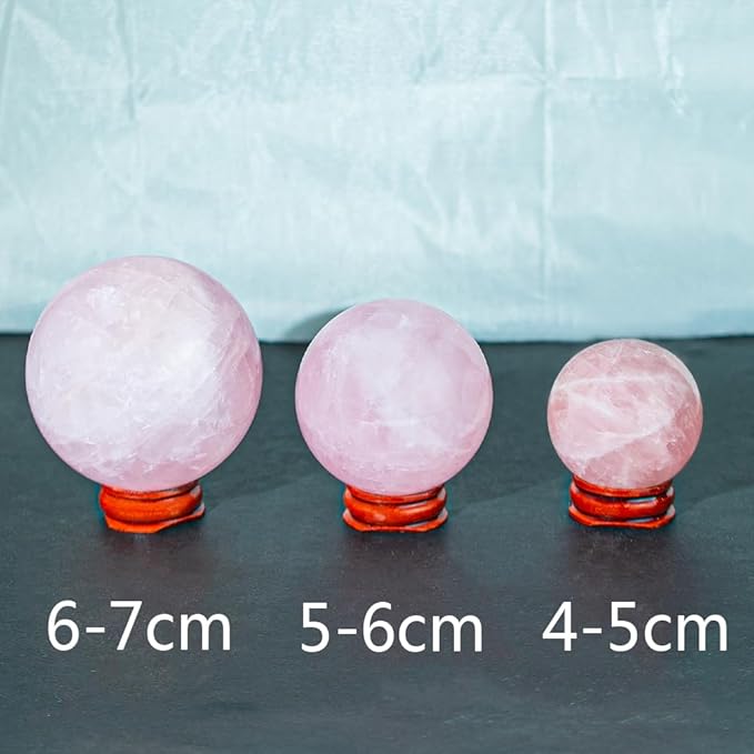 6-7CM/2.36-2.76inch Natural Crystal Ball Rose Quartz Sphere Polished Divination Ball Decorative Sphere Healing Crystals Ball Stone Crafts Home Decor Ornament Gifts(Pink Crystal, 60-70mm)