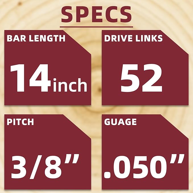 14 Inch Chainsaw Chain 050" Gauge, 3/8" LP Pitch, 52 Drive Links, 14 Inch Chain Saw Chain Replacement for RYOBI RY3714, RY40503BTL, RY40530, Husqvarna, Echo- S52 (3 Chains)