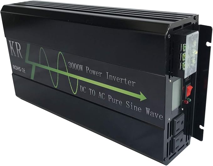 3000W Pure Sine Wave Power Inverter Converter 24V DC to 120V AC 60HZ Off Grid with LCD Display for RV Camping Home Solar