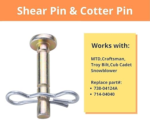 20 Pcs Brass 6.35mm x 44.45mm Straight Pins for Snow Thrower Replacement Parts