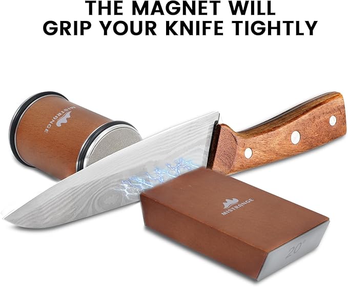 Kitchen Knife Sharpener tool with 15° & 20° Magnetic Angles, Professional Rolling knife Sharpener kit for Chefs, Ceramic & Stainless Steel Blades, Easy to Use,Gift for Home Cooks