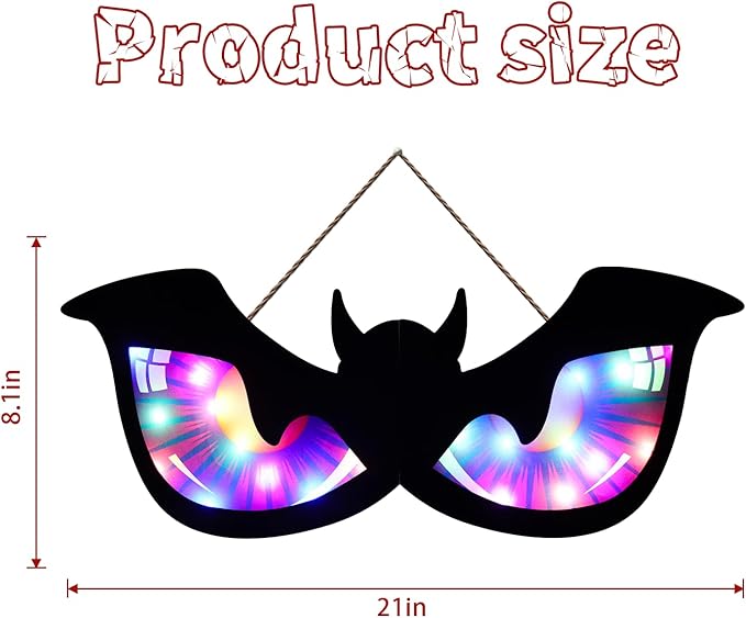 Halloween Decorations Spooky Eyes Lights - 21 Inch Large Wooden Window Eye Lights with 8 Color Modes for Halloween Decor Indoor Home,Wall,Window,Trees (Style - A)