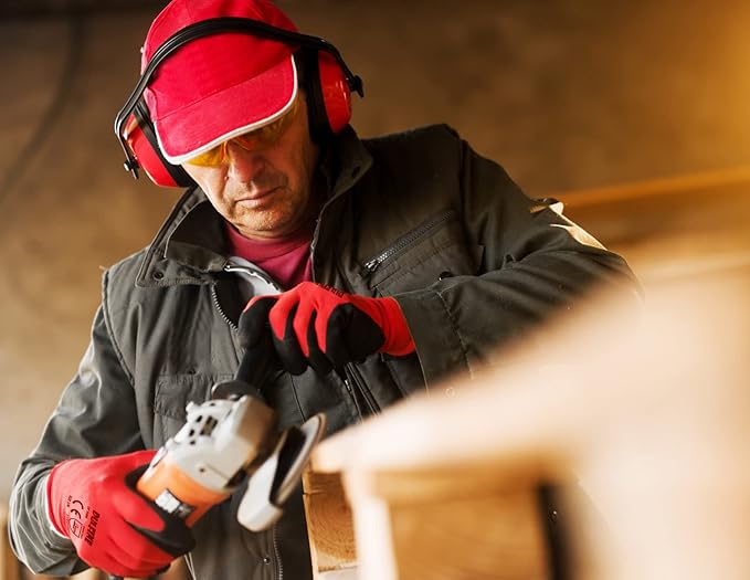 DULFINE Safety Work Gloves PU Coated-12 Pairs,Red Seamless Knit Glove with Polyurethane Coated Smooth Grip on Palm & Fingers, for Men and Women, Ideal for General Duty Work (X-Small)