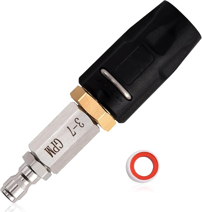 Adjustable Downstream Soft Wash Nozzle, Shooter Tip M5 Long Range Soap Twist Chemical Nozzle with 0-60° Spray Pattern, for Pressure Washer 1700-6000 PSI, 3-7 GPM, 1/4 in Quick Connect