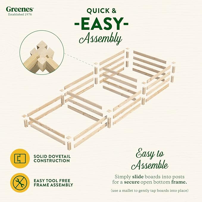 Greenes Fence Original Pine Raised Garden Bed, 4' x 12' x 7-14" - Made in USA with American Pine