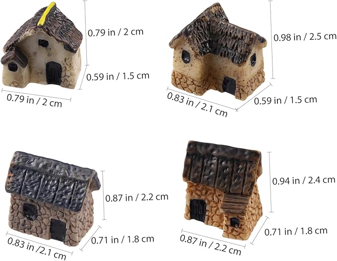KESYOO 4pcs Miniature Gardening Landscape Resin Micro Village Houses for DIY Bonsai Terrarium Crafts