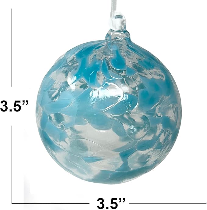 Small Friendship Glass Ball Globe - Turquoise 3.5 inch Hand Blown Handmade Hanging Garden Gazing Ball Indoor Outdoor Home Décor