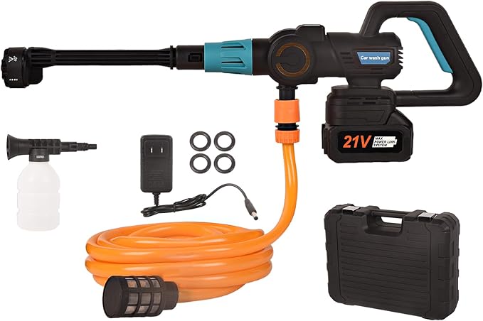 Cordless Pressure Washer with Grip,652 PSI Power Cleaner with 6-in-1 Nozzle,3-Speed Adjustment,21V Rechargeable 4.0Ah Battery High-Pressure Car Washer Gun for Home/Floor/Car Cleaning&Watering