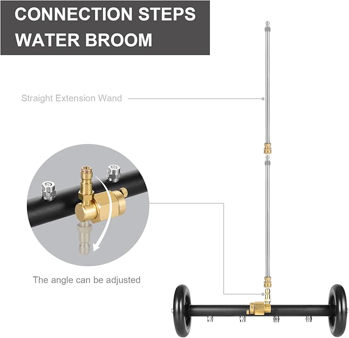 Dual-Function Undercarriage Cleaner,Surface Cleaner for Pressure Washer, 16 Inch, Underbody Car Washing Water Broom with 3 Pieces Extension Wand &Extra Wash Mitt, 1500 PSI-4000 PSI