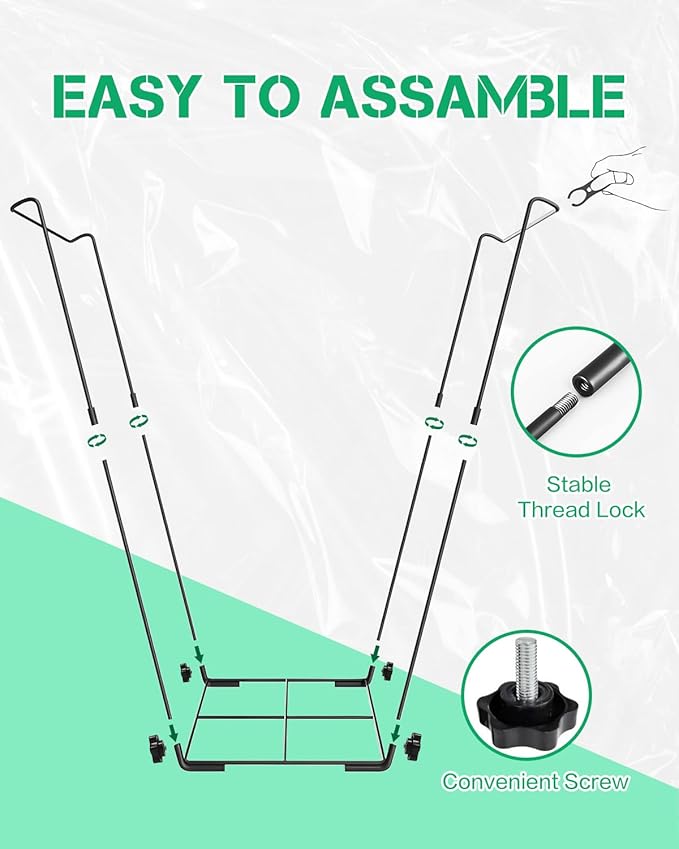 Jayhalo Trash Bag Holder, Outdoor Metal Leaf Bag Holder Stand 30-45 Gal, Portable Garbage Bag Holder Frame for Garden Camping Portable Trash Can, Leaf Bag Holds Disposable Bags, Freestanding Design
