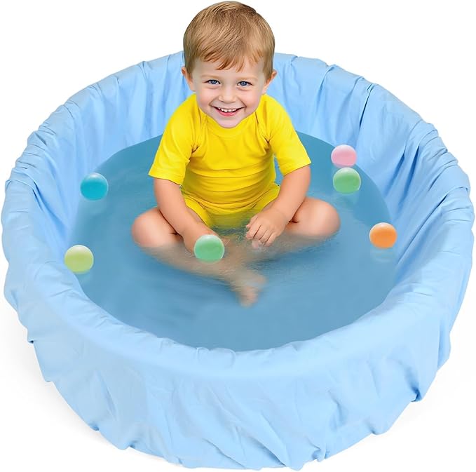 Soft Foam Kiddie Pool - 35.4" x 11.8" Small Kids Swimming Pool with Removable Waterproof Cover, Portable Baby Splash Pool for Toddlers for Backyard, Outdoor, Garden, Summer Water Party