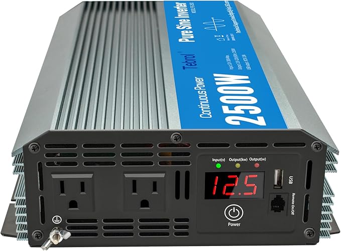 2500 Watt Inverter Pure Sine Wave RV Truck Solar Inverter 2000W Inverter DC to AC 12 V to 120V Inverter for Home RV Vehicles soalr Panels Converter 12V to 110V with Remote Controller
