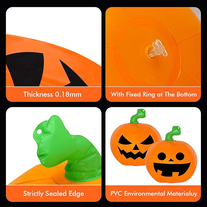 6 PCS Inflatable Pumpkins Hanging Halloween Decorations Outdoor Indoor Party Decorations