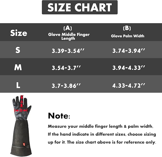 Gardening Gloves, Professional Puncture Proof Gloves for Rose Pruning & Cactus Trimming, Long Leather Garden Gloves Gifts for Women & Men- Full Grain Pigskin (Thorn Proof) (Large, Black)