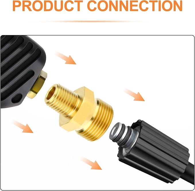 GASHER 2Pcs Brass M22 Pressure Washer Fitting,M22-14mm Male x 1/4"NPT Male Thread Fittings,For Pressure Washer Hose