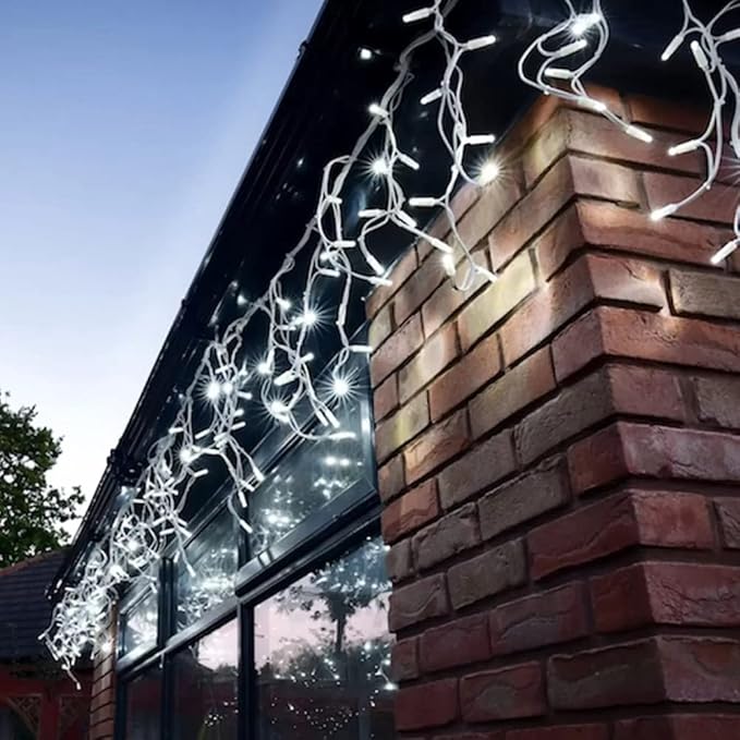 Icicle Christmas Lights Outdoor Decorations 1008 LED 98.4 FT 8 Modes LED Icicle String Light with 189 Drops, Fairy String Curtain Lights for Christmas Holiday Decor Wedding Party (Cold White)