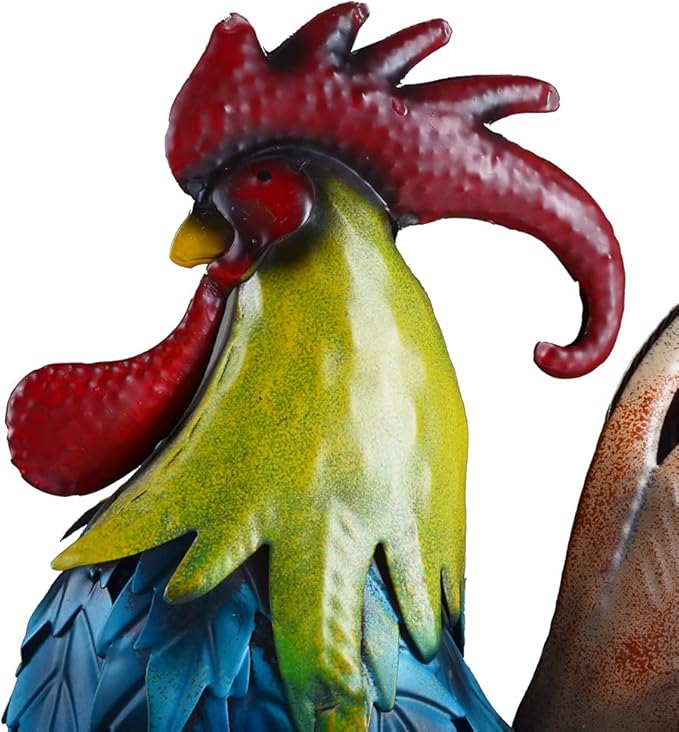 Rooster Statue Vintage Chicken Animal Sculpture Garden Decoration Metal Yard Art for Patio Lawn Backyard Outdoor Indoor Decoration