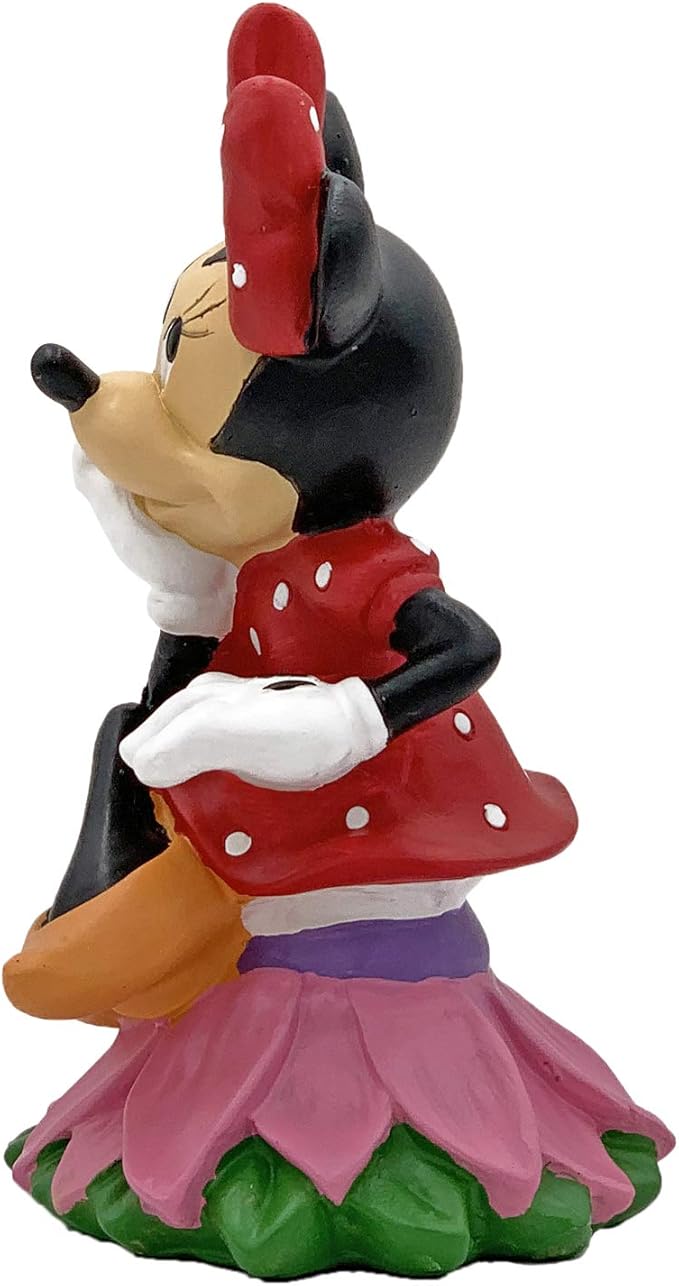 Disney Minnie Mouse Sitting on a Flower Everyday Outdoor Garden Statue, 6 inches Tall, Officially Licensed Disney Product
