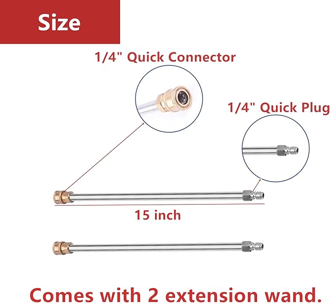 15'' / 16.5'' Pressure Washer Surface Cleaner with Wheels & 2 Wand & 2 Nozzles, 4000 PSI Stainless Steel Housing 1/4" Quick Connector Power Washer Surface Cleaner (16.5 inch with 4 Wheels)