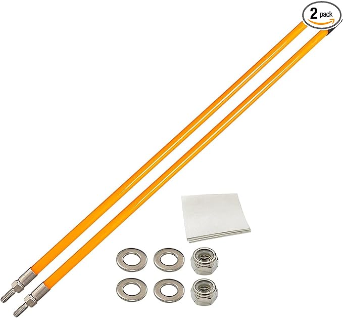 Snow Plow Blade Markers Guides Kit Orange 24''304 Stainless Steel Vertical Stud Mount Joint Never Break Never Rust High Visibility Fit for Boss Western plows and More (Orange)