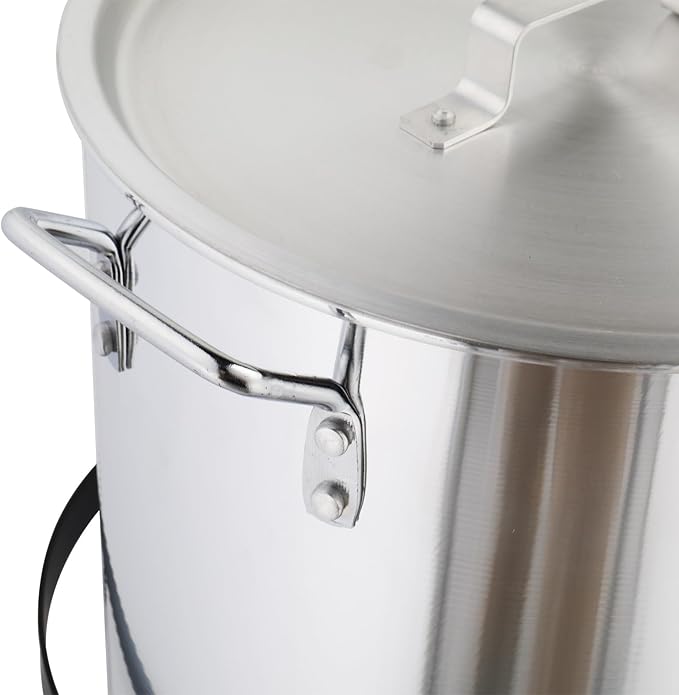 30 Qt.Turkey Deep Fryer Pot Set,Seafood Boil Pot with 55,000BTU Propane Burner,2-Pcs Cooker Sets, Turkey Fryer w/Basket for Outdoor, Aluminum Tripod Stove Rack,Steamer for Cooking Crawfish and Crab