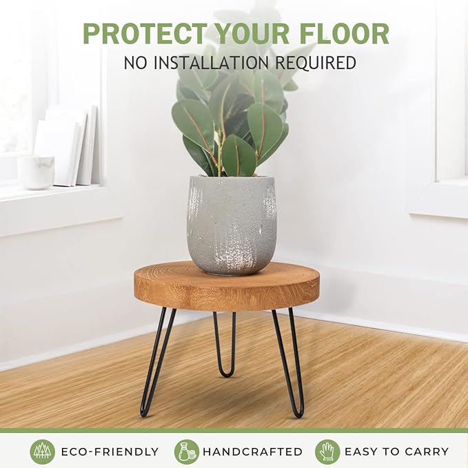 Athaliah Wood Plant Stand, Mini Mid Riser Stand Decor 2 Pack Wooden Plant Stool Indoor (Brown)