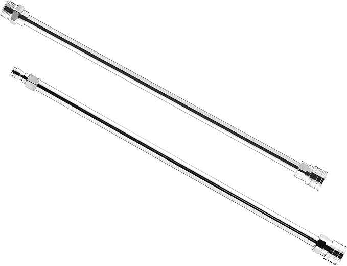 PWACCS Pressure Washer Wand Extension Kit — Dual Stainless Steel Power Washer Lance for Pressure Washing Accessories — M22 to 1/4" Quick Connect — 17 Inch Both