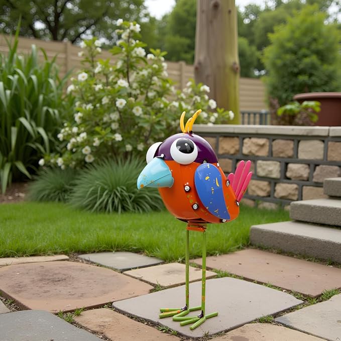 Metal Sparrow Garden Statue -Sparrow Decor Outdoor Sculptures -Garden Decor for Backyard,Patio,Porch,Home -Yard Art Gift for Birthday, Housewarming, Christmas