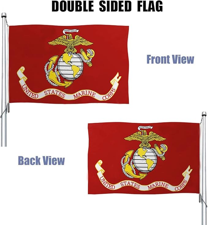 Marine Corps USMC Flag Double Sided 3x5 Outdoor Heavy Duty US Military Army Flags Long Lasting with 2 Brass Grommets