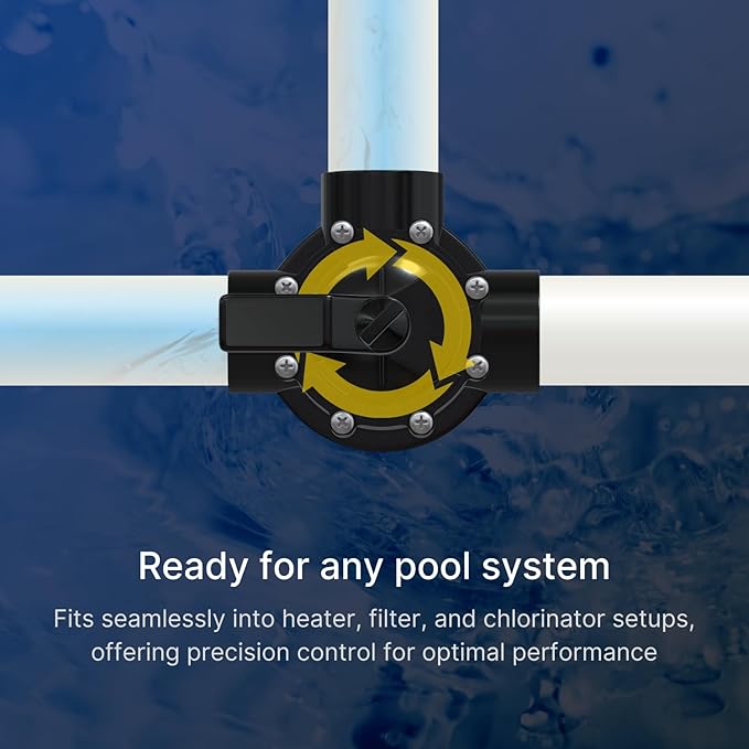 FibroPool Swimming Pool Diverter Valve - 1 1/2 Inch - 3 Way - Positive Seal & Non Lube Replacement Valve for Pools and Spas Black