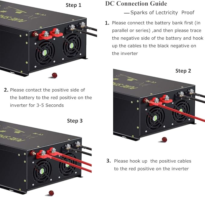 WZRELB 6000W 12V 120V Pure Sine Wave Power Inverter 4 AC Outlets Wired Remote Control,RV, Camping