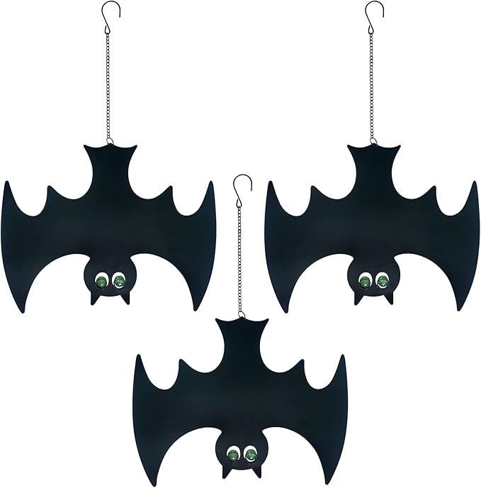 Outdoor Metal Bats, Halloween Decoration, Glow-in-The-Dark Hanging Bats, Silhouette Pendant Outdoors, Halloween Decorative Animals, Set of 3