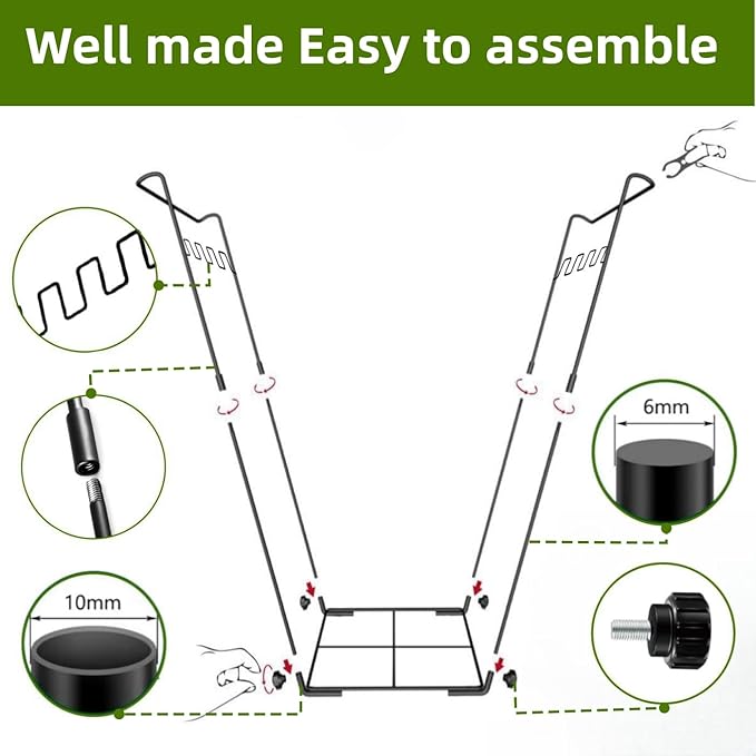 2PCS Garden Trash Bag Holder - Outdoor Leaf Bag Support Stand Multi-Use Metal Garbage Bag Holder Frame Holds 30-45 Gallons Bag for Leaves, Camping, Yard Weeding, Lawn Party