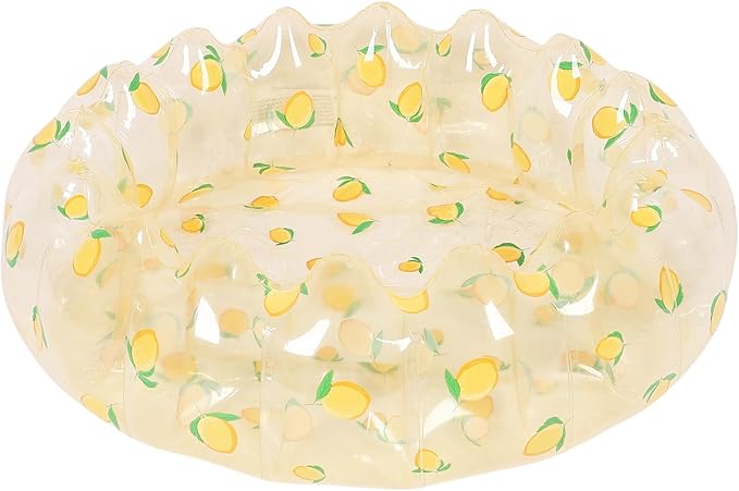 29 Inch Inflatable Swimming Pool, PVC Portable Blow Up Ball Play Pit Pool for Kid Indoor Outdoor Backyard (Transparent Lemon)