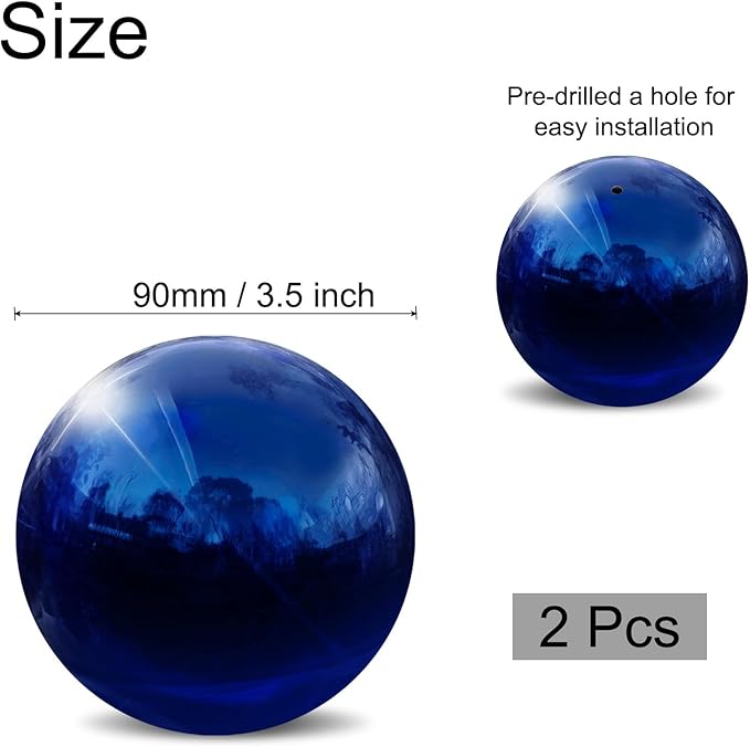uxcell 2 Pcs Gazing Globe Decor Ball 3.5 Inch 90mm Reflective Garden Sphere Hollow Ball, Seamless Stainless Steel Gazing Ball, Smooth Mirror Globe for Garden Home Decor, Sapphire Blue