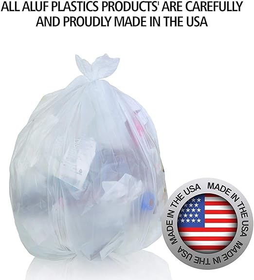 Aluf Plastics 40-45 Gallon Trash Bags Source Reduction Series Value High Density 16 Micron (equiv) Intended for Home, Office, Bathroom, Paper, Styrofoam (Pack of 250)