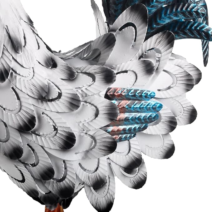 15” Rooster Statue Chicken Sculpture Garden Decoration Metal Yard Art for Yard Outdoor Decoration (#D)