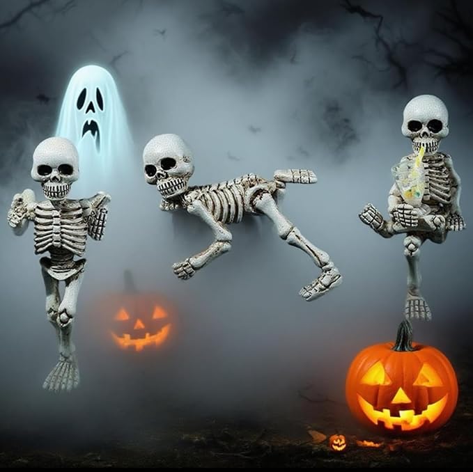 3 pieces Halloween skeleton flowerpot plant decoration, creepy Halloween statue skeleton suitable for flower, courtyard, lawn, cemetery decoration, haunted house props indoor/outdoor decoration