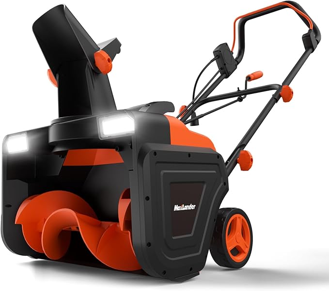 MAXLANDER Corded Electric Snow Blower, 20 Inch 15A Electric Snow Thrower with Dual LED Headlights & 180° Adjustable Chute, 25FT Throwing Distance, Walk-Behind Snowblower for Driveway and Walkway