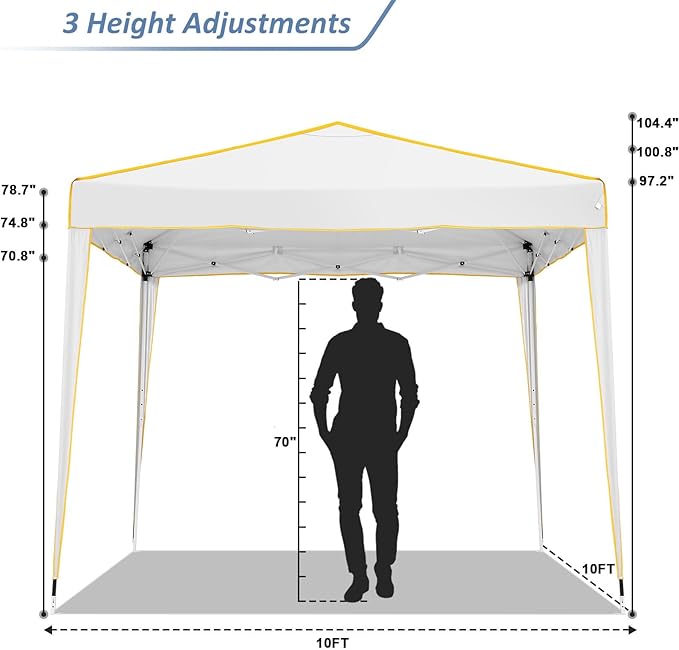 COBIZI 10x10 Pop Up Canopy, Party Tents for Parties Waterproof Outdoor Event Shelter with 4 Sidewalls and 4 Sandbags UV Protection 50+ Camping Commercial Wedding Portable Tent for Backyard, White