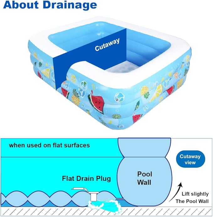 Kiddie Pool, 72"×58"×22" Inflatable Pool with Inflatable Soft Floor, Cool Summer Swimming Pool for Kids and Family, Blow Up Pool for Backyard, Garden, Indoor, or Outdoor